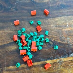Vintage 1985 Monopoly Replacement Pieces Red Hotels Green Houses Plastic Tokens